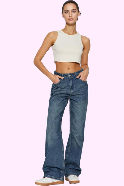 PayBuy Women's Fashion High Waist Wide Leg Jean Cotton Casual Combinations Weekend Seasonal Use