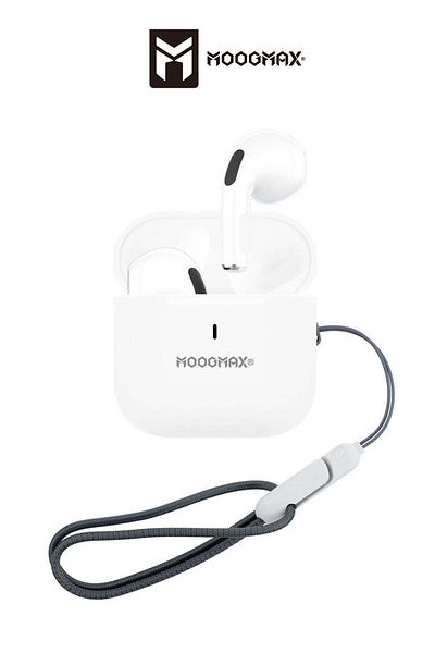 MOOGMAX EP52 Mini TWS Bluetooth Earbuds, HiFi Sound, 35hrs Battery, HD Mic, Silicone Case - White