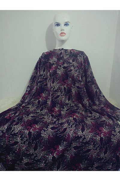 hoaryage Robadan Long Sleeve 100% Viscose Pressed Floral Mother Dress, Prayer Dress, Hijab Dress
