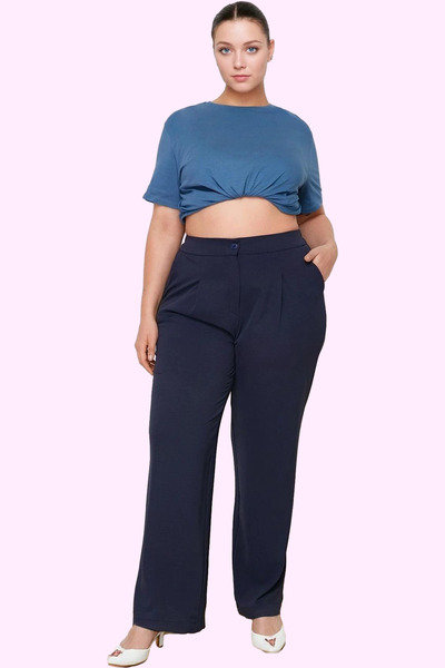 PayBuy Women's Fashion High Waist Wide Leg Woven Pants with Zipper Casual Daily Summer Use