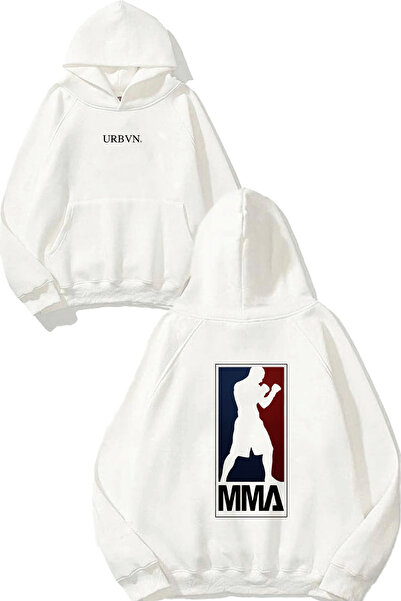 urbvn سويت شيرت أبيض كبير الحجم مطبوع بتصميم Mma 1
