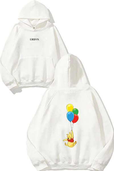 urbvn سويت شيرت أبيض كبير الحجم مطبوع بتصميم ويني 1