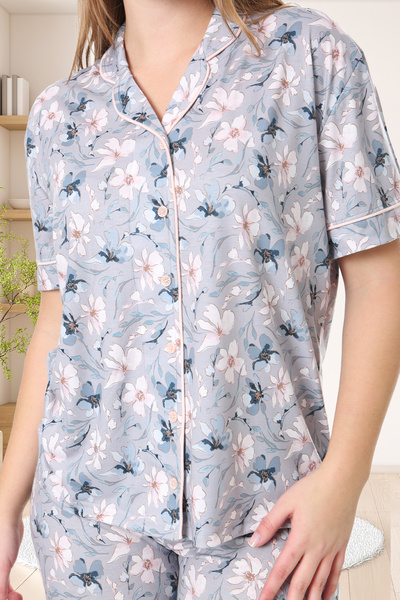 Bella Linda Buttoned Viscose Women's Pajama Set