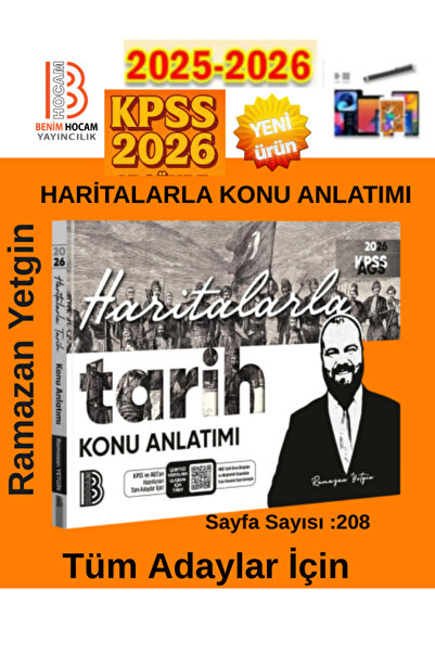 Karma Kitaplar Benim Hocam Yayınları 2026 KPSS Haritalarla Tarih Konu Anlatım...