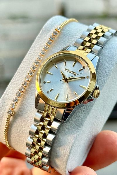 Homies Women's Wristwatch Steel Cord Small Case Waterproof Gift Box and Bracelet Gift.Hm27074S01