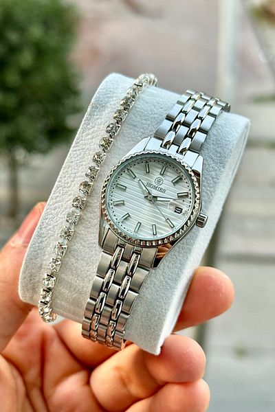 Homies Women's Wristwatch Steel Cord Calendar Waterproof Gift Box and Bracelet Gift.Hm27079S01
