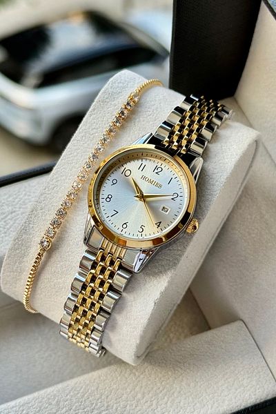 Homies Women's Wristwatch with Numbers and Calendar, Waterproof Gift Box and Bracelet Gift.Hm25508S02