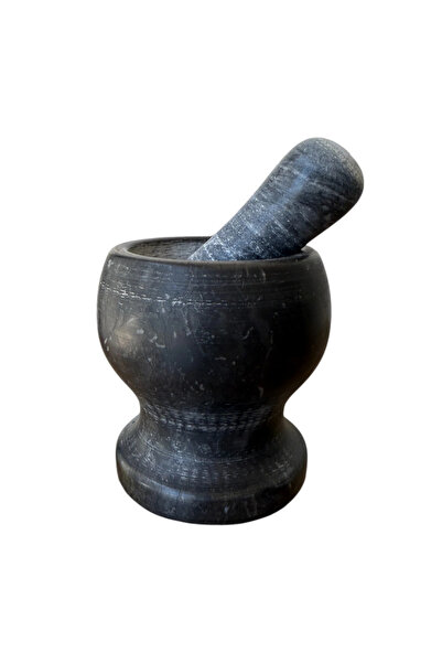 PudraLuna Doğal Siyah Mermer Havan, Sarımsak Döveceği