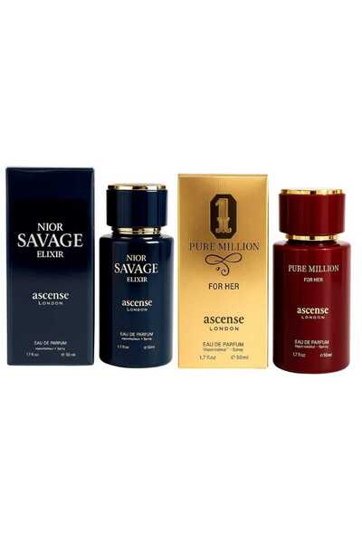 essentialneedsforall 1 NOIR SAVAGE ELIXIR & 1 PURE MILLION FOR HER EAU DE PARFUM 50ML EACH