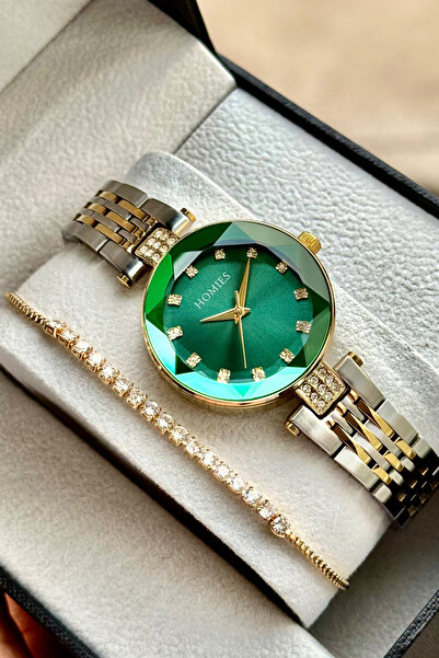 Homies Women's Wristwatch Steel Cord Cut Glass Waterproof Gift Box and Bracelet Gift.Hm22961S01