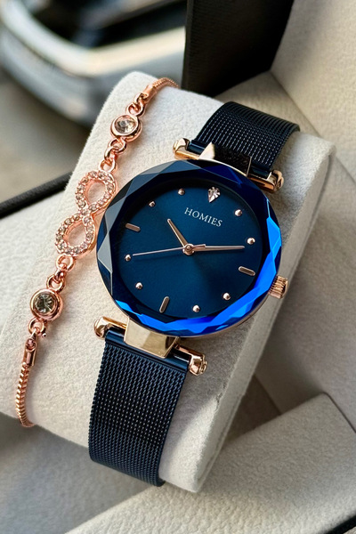 Homies Women's Wristwatch Straw Cord Cut Glass Waterproof Gift Box and Bracelet Gift.Hm17404S091