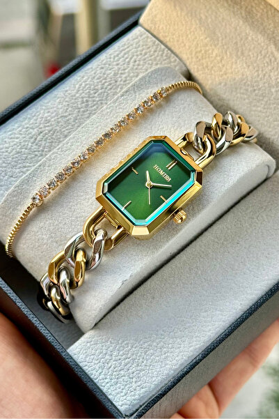 Homies Women's Wristwatch with Steel Chain Model Waterproof Gift Box and Bracelet Gift.Hm25194S011