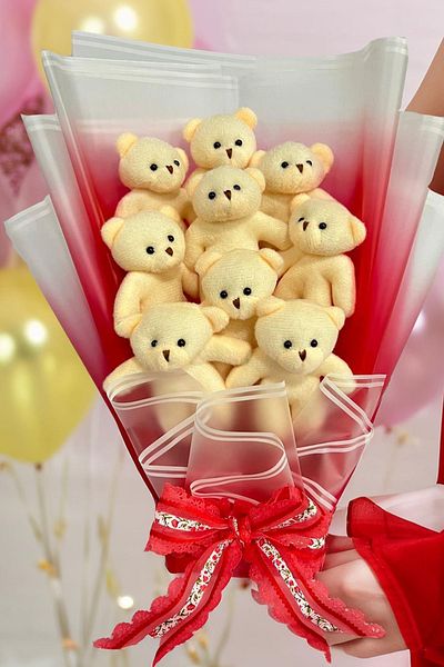 Sole 90 cm Plush Teddy Bear and 9 Piece Teddy Bouquet – Valentine's Day & Birthday Gift
