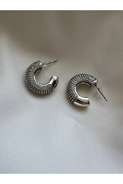Petra Jeweils Silver Hoop Earrings with Stones