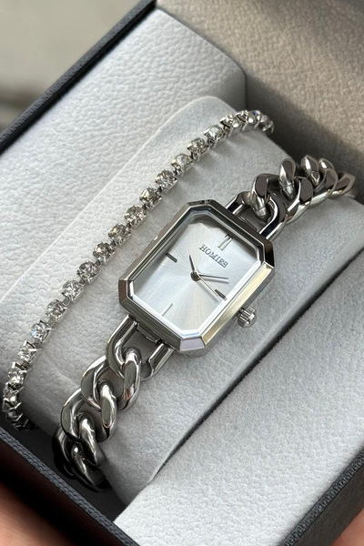 Homies Women's Wristwatch with Steel Chain Model Waterproof Gift Box and Bracelet Gift.Hm25194S011