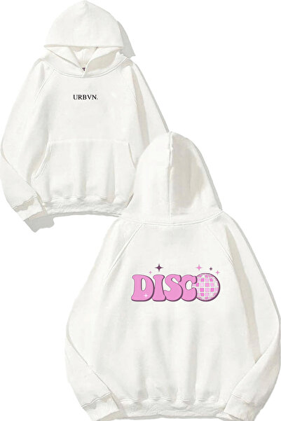 urbvn سويت شيرت أبيض كبير الحجم مطبوع عليه تصميم كرة ديسكو