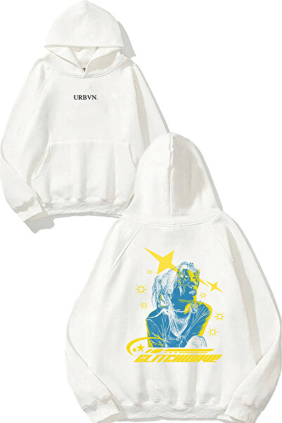 urbvn سويت شيرت أبيض كبير الحجم مطبوع بتصميم Glitchwave