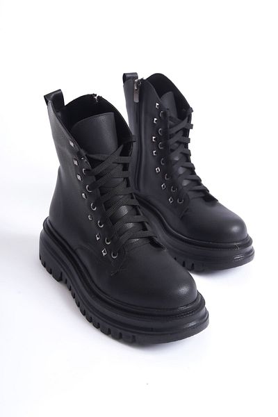 Zerenyus Barca Lux Premium Women's Black Zippered Stone Boots