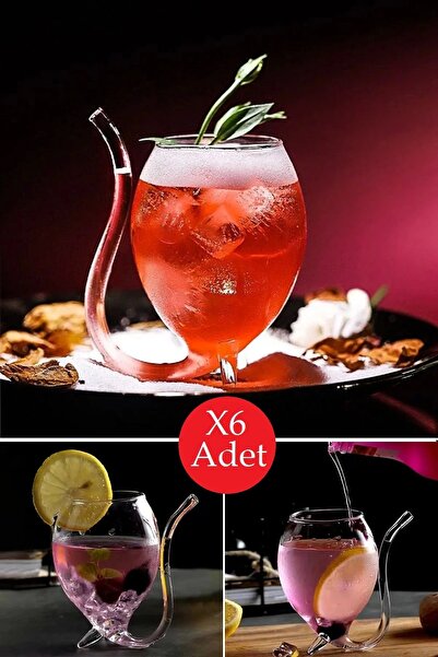 DORRY HOME 6'lı Retro Pipetli Stil Bardak Flüt Dekor Soğuk Sıcak Meşrubat Kokteyl Bardağı Dayanıklı Cam Bardak