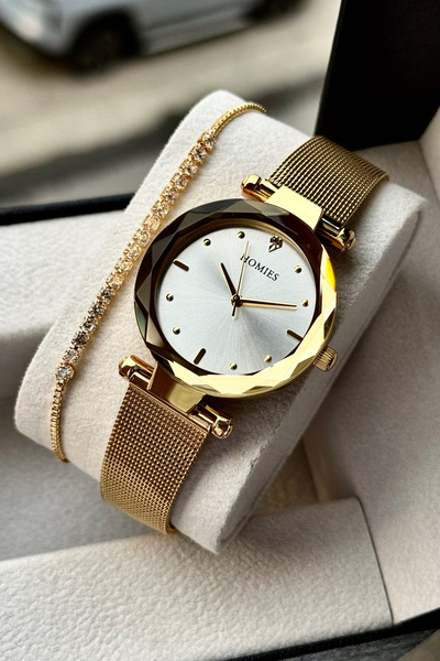 Homies Women's Wristwatch Straw Cord Cut Glass Waterproof Gift Box and Bracelet Gift.Hm17404S091
