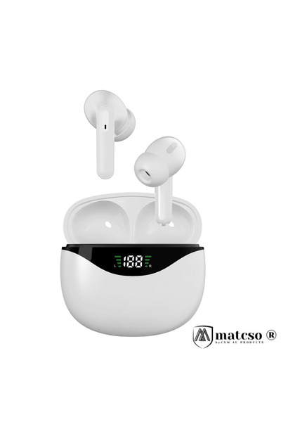 matcso by CSM 4U PRODUCTS® Wireless Bluetooth 5.3 Headphones, Noise Cancelling, Wireless, Digital Display, White