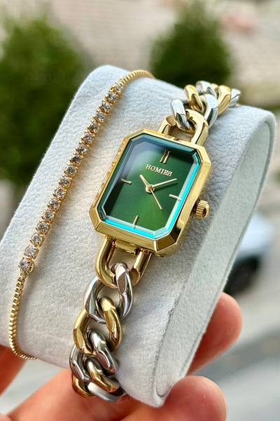 Homies Women's Wristwatch with Steel Chain Model Waterproof Gift Box and Bracelet Gift.Hm25194S011