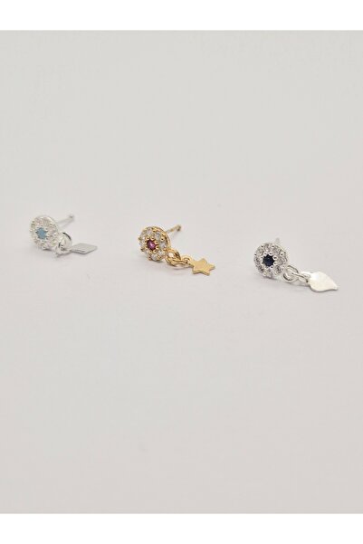 Set 925 Ayar Gümüş ( EKONOMİK 3 ADET ) Zirkon Taşlı Sallantılı Burun Piercing...
