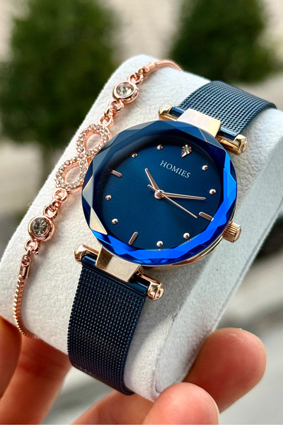 Homies Women's Wristwatch Straw Cord Cut Glass Waterproof Gift Box and Bracelet Gift.Hm17404S091