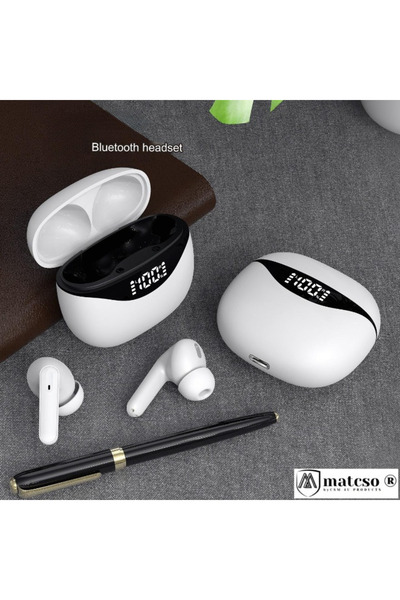 matcso by CSM 4U PRODUCTS® Wireless Bluetooth 5.3 Headphones, Noise Cancelling, Wireless, Digital Display, White