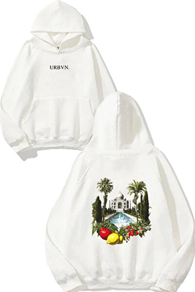 urbvn سويت شيرت أبيض كبير الحجم مطبوع عليه تصميم ليمون