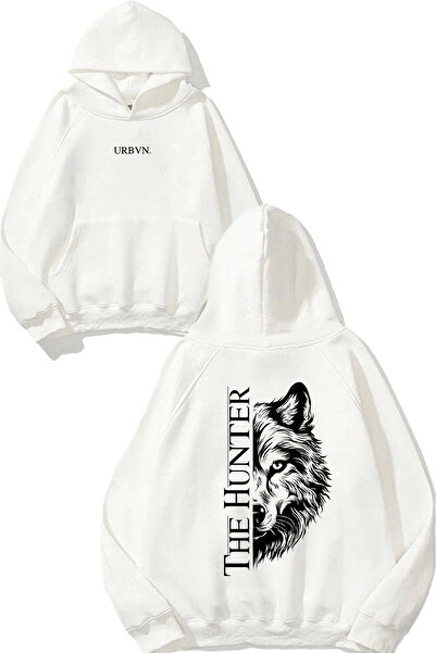 urbvn سويت شيرت أبيض كبير الحجم مطبوع عليه تصميم هانتر