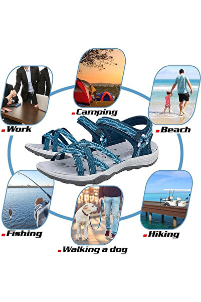 OEM Sandale casual pentru drumeții și activități outdoor, gri-albastru, mărimea 41