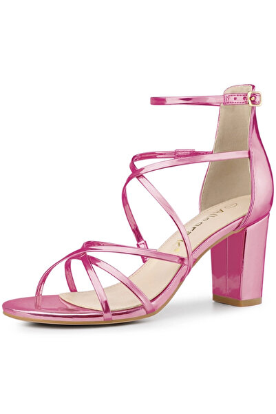 OEM Sandale elegante cu platformă și toc gros, roz, mărimea 39