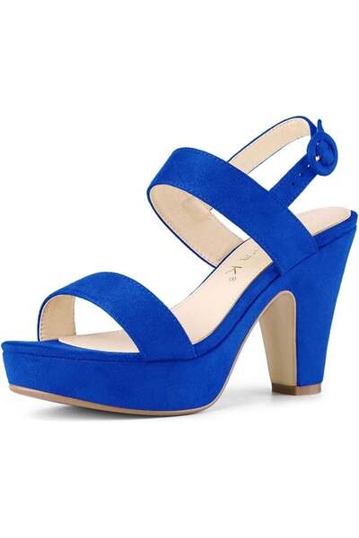 OEM Sandale elegante cu platformă și toc gros, albastre, mărimea 41
