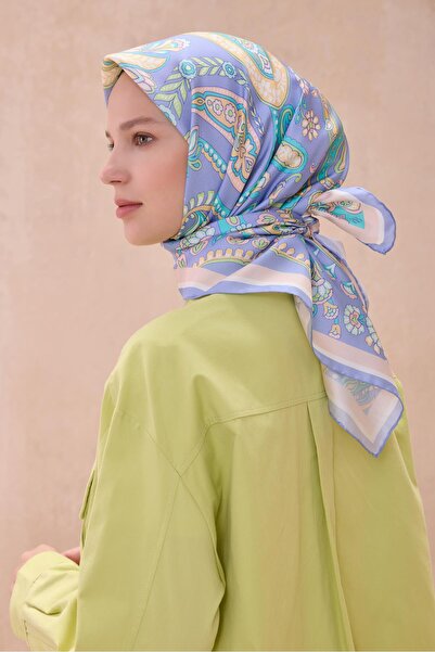 Belli وشاح تيفيل من الحرير الخالص 4111 - 29 نمط مختلط أرجواني