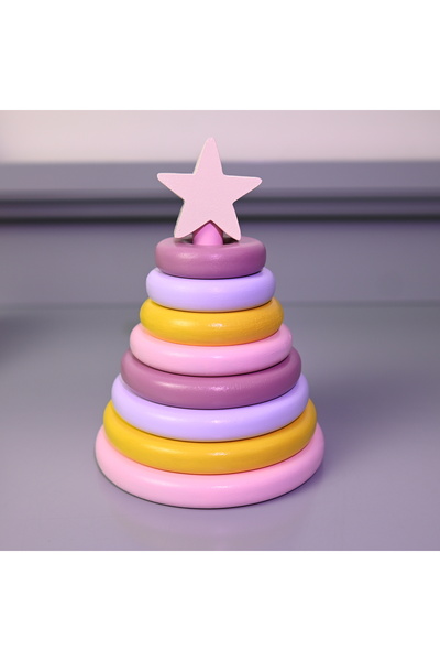 Zyt Tasarım Wooden Ring Tower Montessori Toy Decor