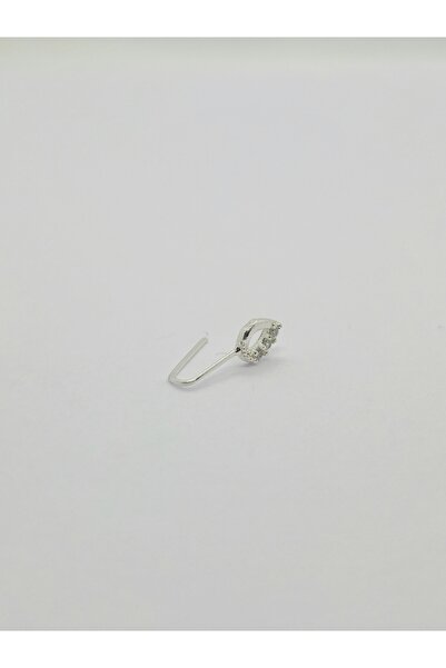 Set 925 Ayar Gümüş Zirkon Taşlı 'GÖZ' Sıkıştırmalı Fake Deliksiz Burun Pierci...