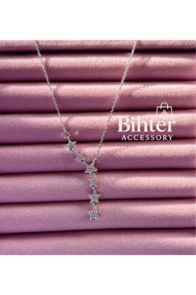 Bİ BONCUK 925 Ayar Gümüş Kaplama Y Kolye Kayan Parlayan Yıldız Kolye Doğum Gü...