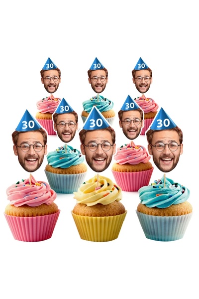 ELF REKLAM Kişiye Özel Fotoğraflı Pasta Kürdan süsü 10 adet