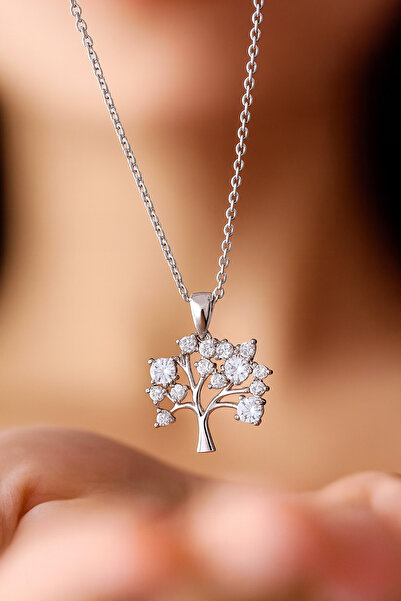 monalisatoka Kadın Gümüş Zirkon Kristal Taşlı Hayat Ağacı Kolye