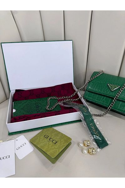 NP Full Set Boxed Imported Cashmere Silk Shawl - Claret Red