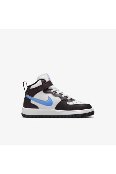 Nike Air Force 1 Mid EasyOn Hafif ve Yumuşak Taban & Lastik Bağcıklı Cırtlı Çocuk Ayakkabı (Blue Sport )