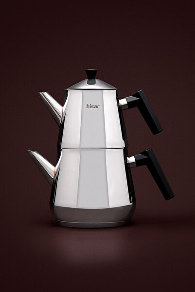 Hisar Heybeli Plus Maxi Çelik Çaydanlık - Siyah - 1,7 lt + 1,5 lt
