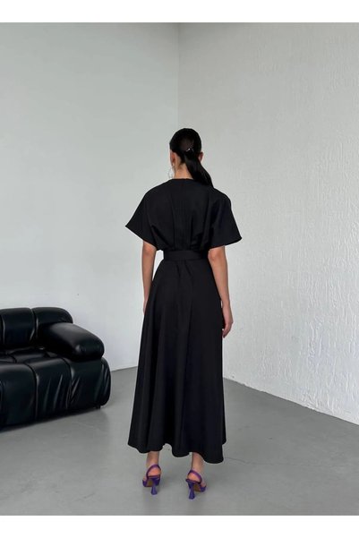 Modisma Black Belted Dress