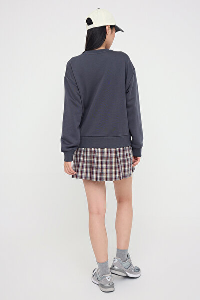 Trendyol Collection Teen Anthracite Thick No Shardon Regular/Normal Cut Crew Πλεκτό φούτερ TWOAW26SW00028