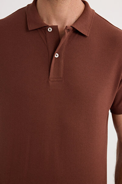 Tudors Men's Regular Fit Classic Cut Cotton Soft Texture Cool Holding Fabric Brown Polo Neck T-Shirt