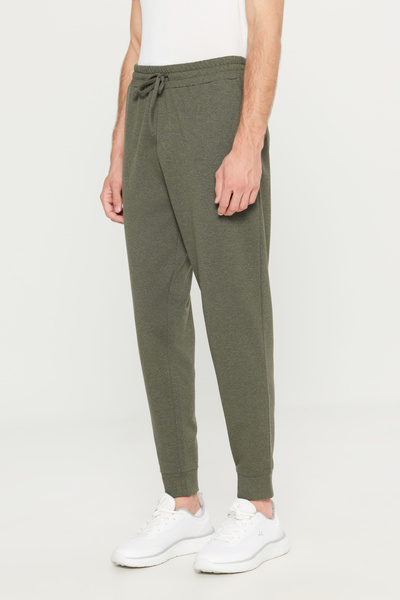 AC&Co / Altınyıldız Classics Men's Khaki Melange Standard Fit Regular Cut 2 Thread Pockets Casual Recycle Cotton Jogger Sweatpants