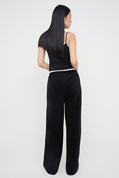 Trendyol Collection Μαύρο Fleece ίσιο κανονικό μέσης ελαστικό παχύ πλεκτό φούτερ TWOAW26EA00001