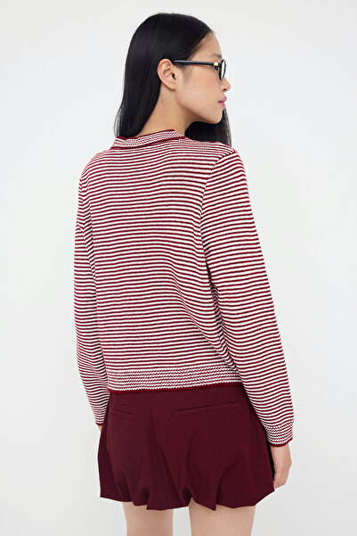 Trendyol Collection Teen Burgundy Soft Textured Wide Fit Knitwear Cardigan Twoaw26Hi00142