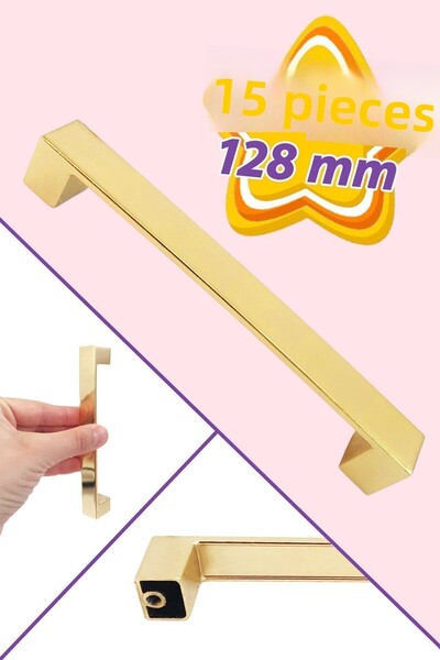 GLASWEN 15 bucăți mâner de bucătărie auriu - mâner plat de 128 mm, dulap de m...